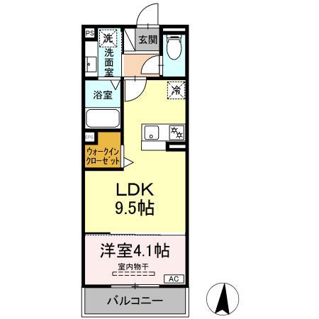 グランツタウン(1LDK/2階)の間取り写真