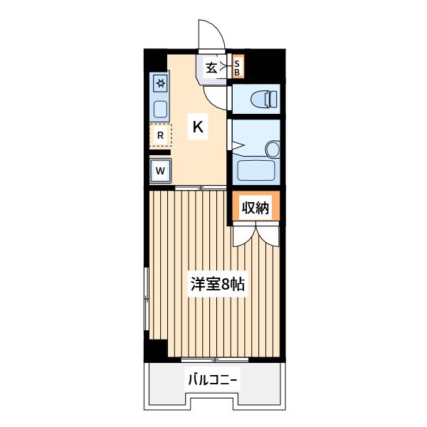 コアクレスト上草柳2(1K/1階)の間取り写真