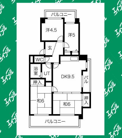 ベルメゾン極楽(4LDK/4階)の間取り写真