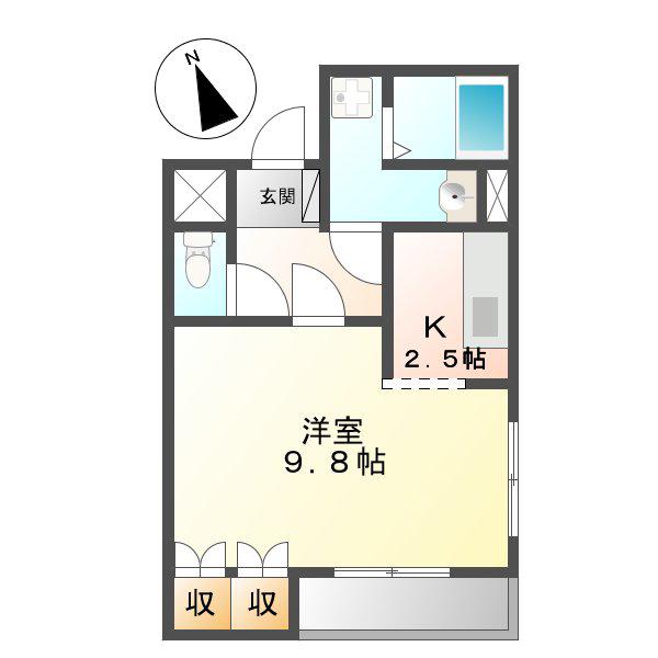 シェルル万場(1K/1階)の間取り写真