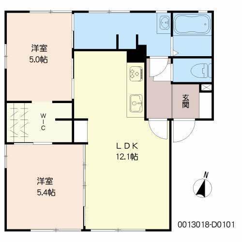 フレグランスひろせ D棟(2LDK/1階)の間取り写真