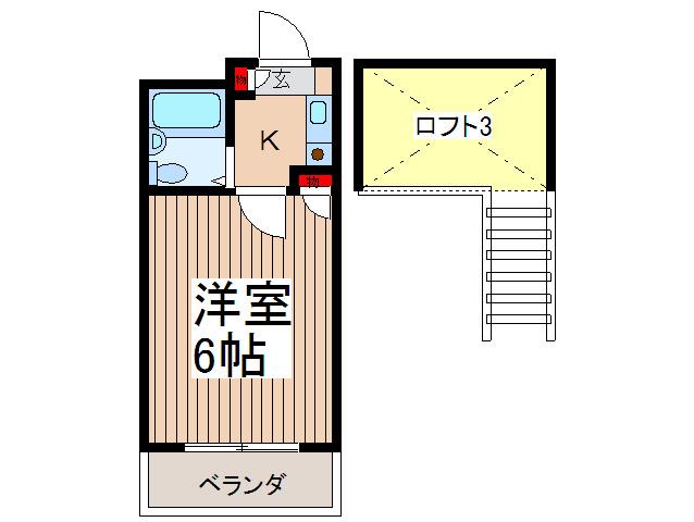 ビューパレス与野(1K/2階)の間取り写真