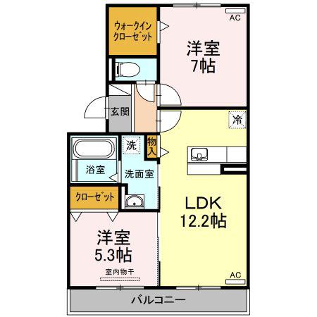 フィオーレ桜(2LDK/2階)の間取り写真