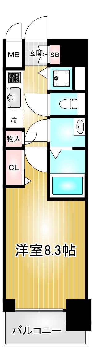 プレサンス錦ラウム(1K/15階)の間取り写真