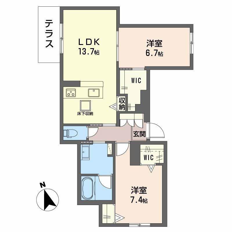 シャーメゾン グレース 忍町(2LDK/1階)の間取り写真