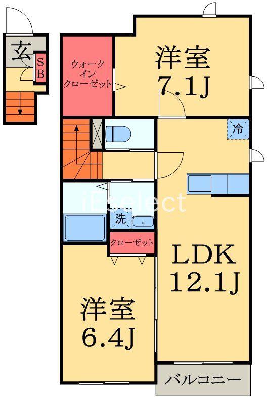 エステルリッツ(2LDK/2階)の間取り写真