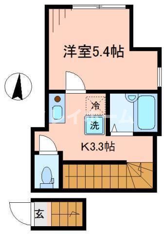 アフィニティ雑色(1K/2階)の間取り写真