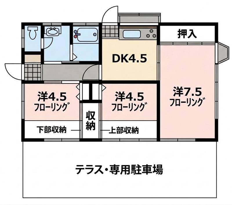 田中荘(3DK/1階)の間取り写真