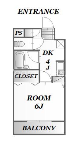 ダイアパレス二軒屋(1DK/4階)の間取り写真