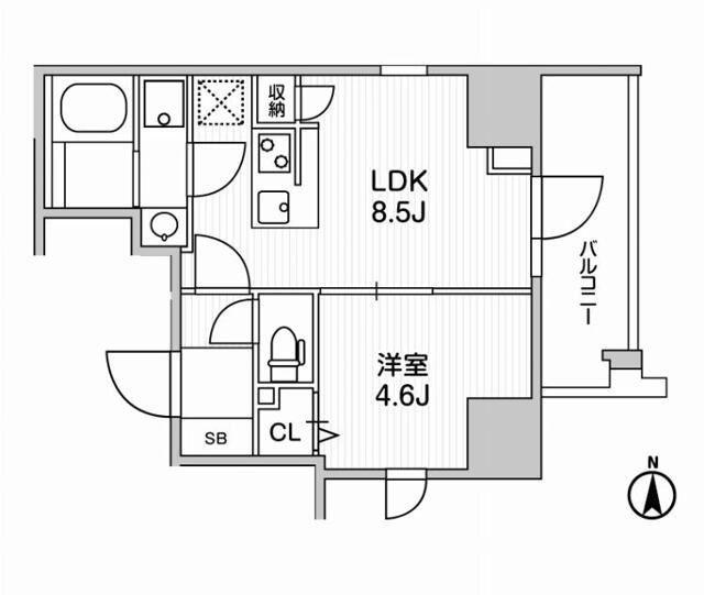 ウィーブベース上野ノース(1LDK/11階)の間取り写真