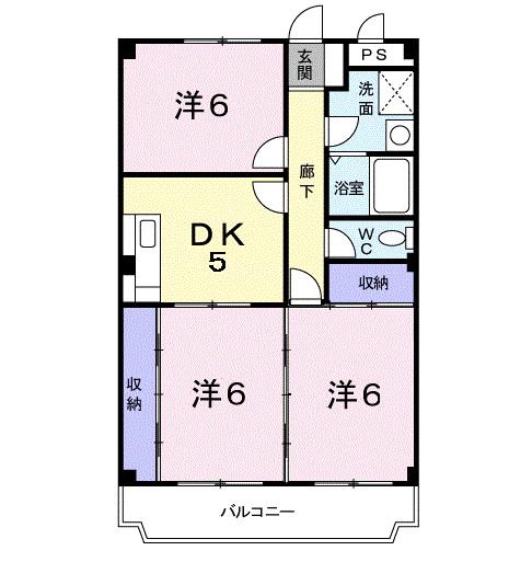 マンションピーアニィ(3DK/3階)の間取り写真