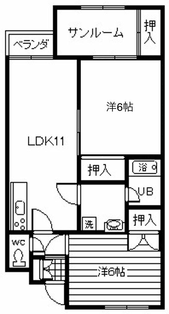 サンベール(2LDK/3階)の間取り写真