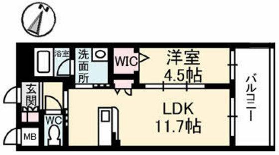 リアルエステート東原タワー(1LDK/4階)の間取り写真