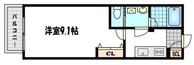 アチーブ下津林(1K/3階)の間取り写真