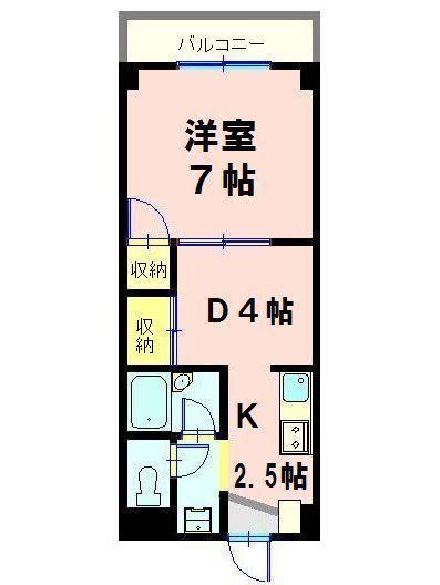 アソシエート21(1DK/4階)の間取り写真