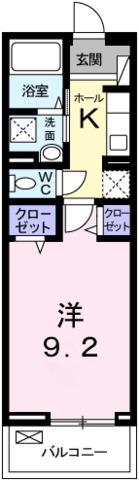 エレガンス リング(1K/2階)の間取り写真