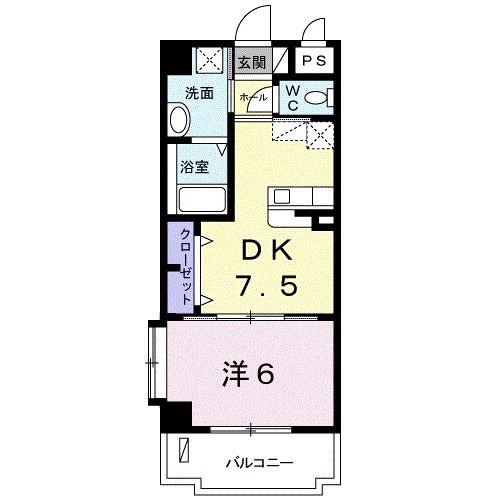 カルムヴィラRUMI(1DK/2階)の間取り写真