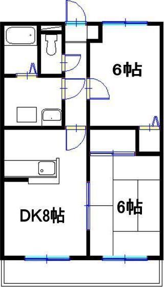 メゾン城南(2DK/3階)の間取り写真