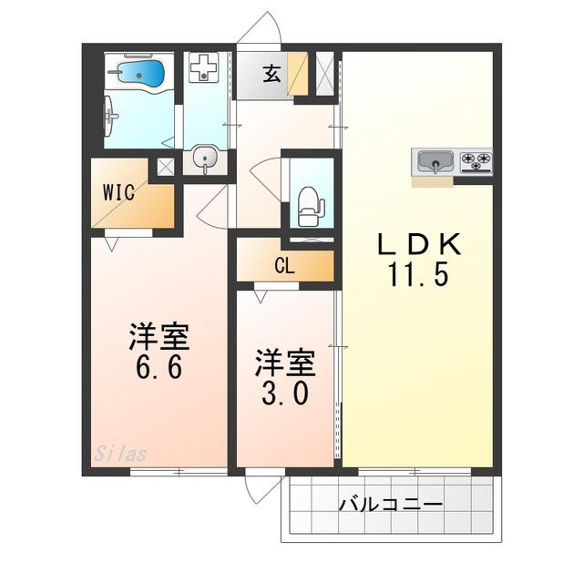 リヴィエール桜之町東(2LDK/1階)の間取り写真