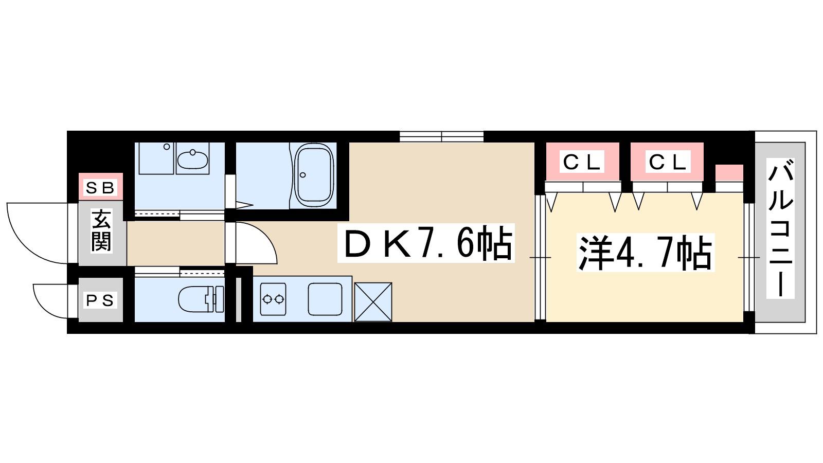 パークフラッツ新大阪(1DK/2階)の間取り写真