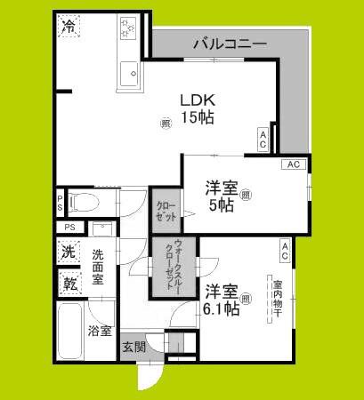 トリシア今川(2LDK/2階)の間取り写真
