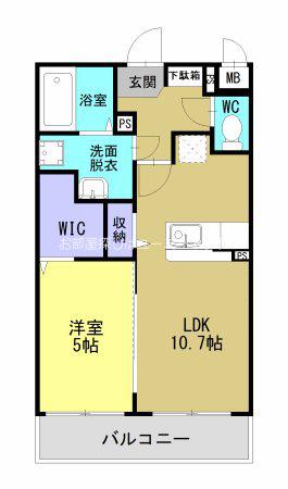 クレスト伊集院(1LDK/3階)の間取り写真