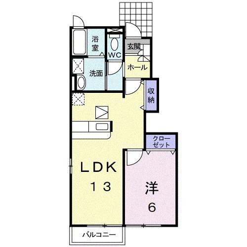 イースト・ステイ・クレインD(1LDK/1階)の間取り写真
