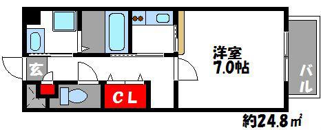 プロムナードひばり(1K/2階)の間取り写真