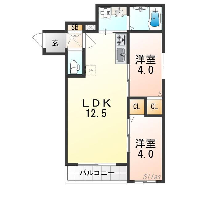 TIO VERDE(2LDK/2階)の間取り写真