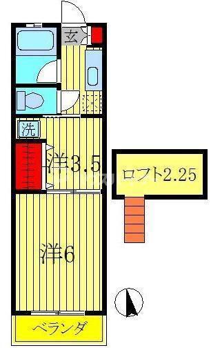 アベニール(2K/1階)の間取り写真