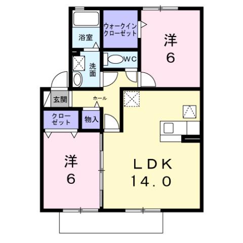 エクセルシャトー(2LDK/2階)の間取り写真