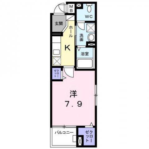 ビリーブ(1K/3階)の間取り写真