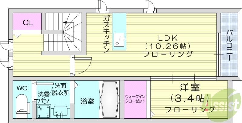 アグーリ(1LDK/2階)の間取り写真