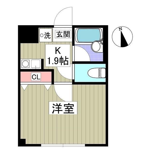 フラッツ奥沢(1K/1階)の間取り写真