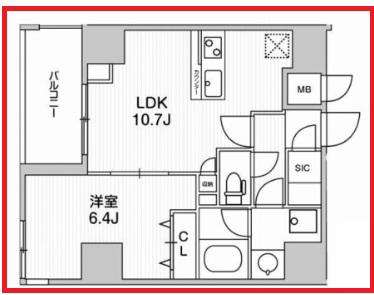 ウィーブベース ウエノノース(1LDK/2階)の間取り写真