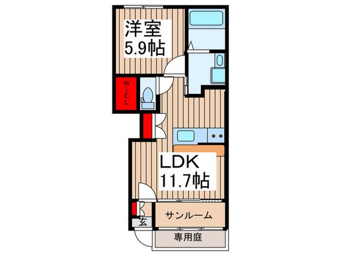 ルビアベルデ(1LDK/1階)の間取り写真