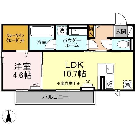 DーROOM OMOTECHO(1LDK/3階)の間取り写真