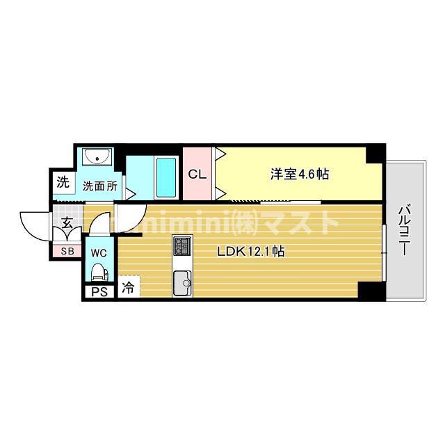 PERFECT LIFE夕陽ヶ丘(1LDK/1階)の間取り写真
