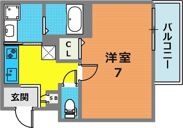 フローレンス魚崎北町II番館(1K/3階)の間取り写真
