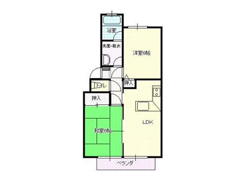リバティ五智 A棟(2LDK/2階)の間取り写真