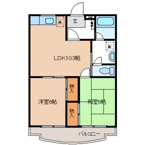 シャレーナS(2LDK/1階)の間取り写真