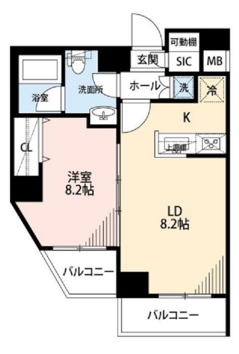 ブライズ蒲田ウエスト(1LDK/4階)の間取り写真
