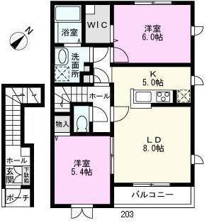 ルミエール(2LDK/2階)の間取り写真