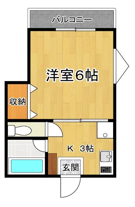 フラット35F(1K/2階)の間取り写真