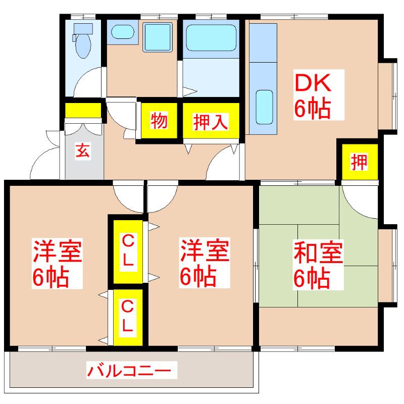 ラベンダーハイツ(3DK/2階)の間取り写真