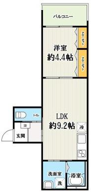 キャメル中浦和西堀(1LDK/1階)の間取り写真