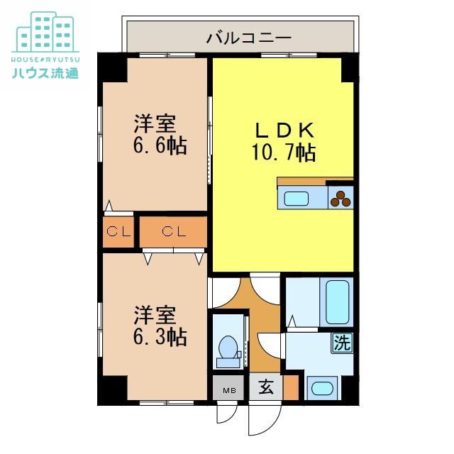ステージ・F(2LDK/4階)の間取り写真