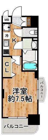 LUXE此花(1K/2階)の間取り写真