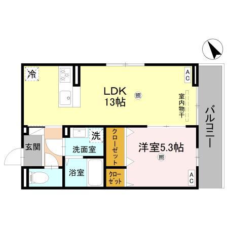 DーROOM 後三条(1LDK/3階)の間取り写真