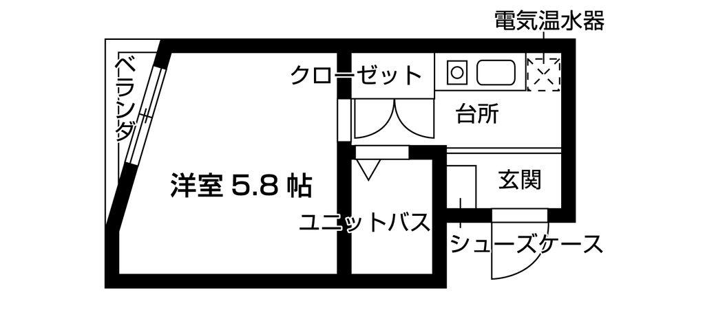 リヴェール上石川(ワンルーム/1階)の間取り写真
